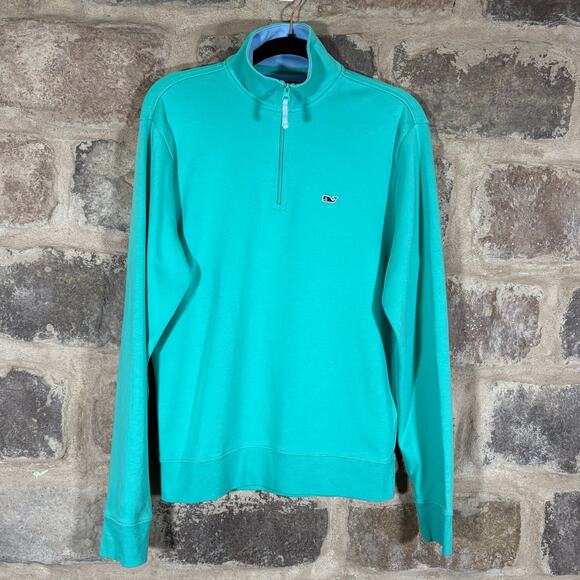 Vineyard Vines 1/4 Zip Top Teal Blue Pull Over Preppy Woman's XS Coastal Casual - Picture 1 of 12